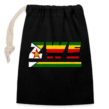 Zimbabwe flag ZWE flag - Closable cotton gift bag (14x20cm) - black - Front