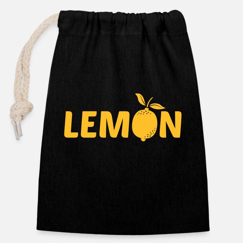 Logo Design CITRON - Sac cadeau en coton avec cordon (14 x 20 cm) - noir