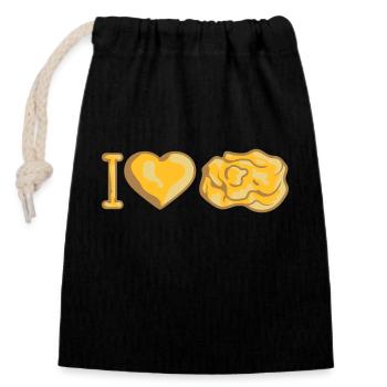 I love gold - Closable cotton gift bag (14x20cm) - black - Front