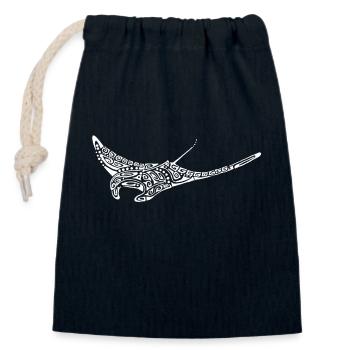 tatoo raie manta blanche - Sac cadeau en coton avec cordon (14 x 20 cm) - bleu marine - Devant