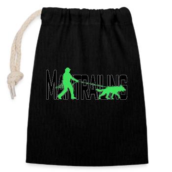 Mantrailing black / green - Closable cotton gift bag (14x20cm) - black - Front