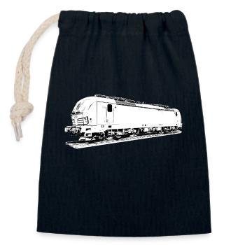 Electric locomotive - Closable cotton gift bag (14x20cm) - navy - Front