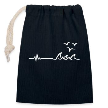 Herzschlag Norddeutschland am Meer Spruch - Verschließbarer Geschenkbeutel aus Baumwolle (14x20cm) - Navy - Vorne