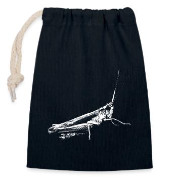 Grashüpfer weiß / Grasshopper white / insekten - Verschließbarer Geschenkbeutel aus Baumwolle (14x20cm) - Navy - Vorne