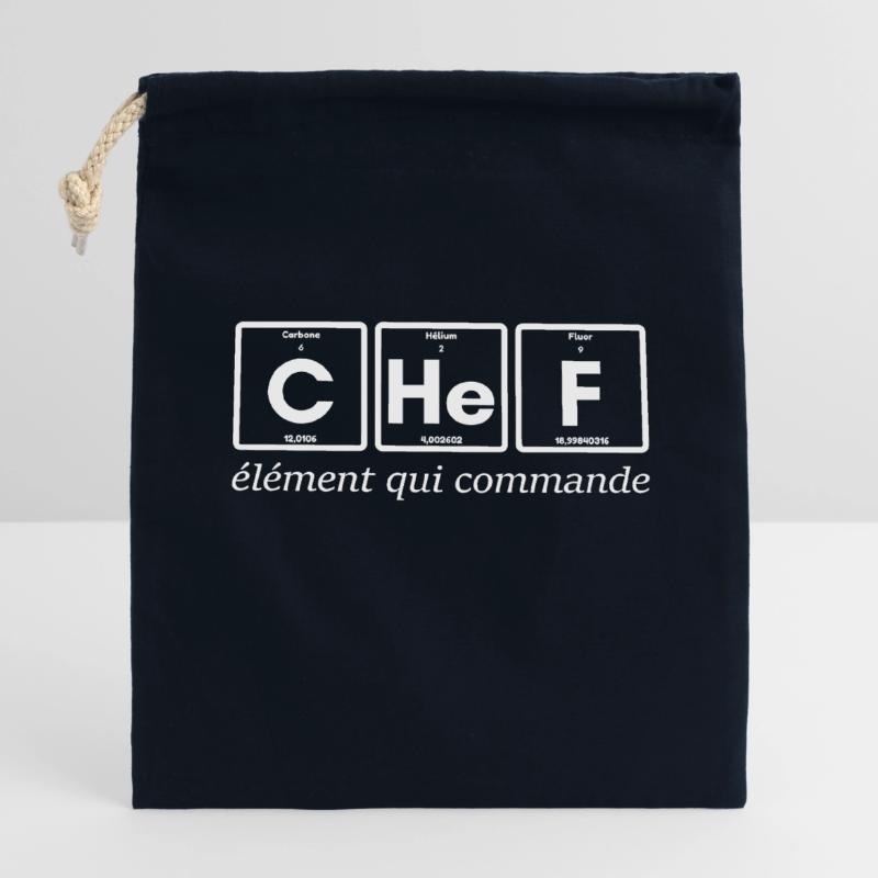 CHeF élément qui commande (blanc) Sac cadeau en coton avec cordon (14 x 20 cm)