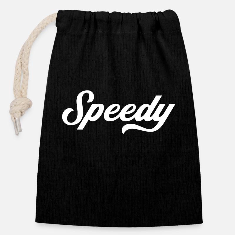 Speedy en blanc - Speedy - Sac cadeau en coton avec cordon (14 x 20 cm) - noir