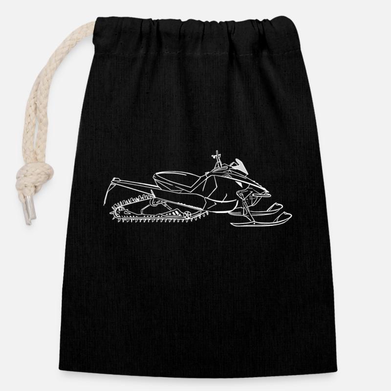Snowmobile - Closable cotton gift bag (14x20cm) - black