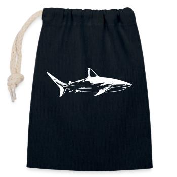 Shark - Vintage Vector Design - Closable cotton gift bag (14x20cm) - navy - Front