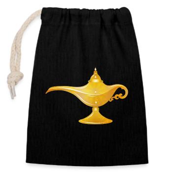 goldene orientalische Wunderlampe oder Öllampe - Verschließbarer Geschenkbeutel aus Baumwolle (14x20cm) - Schwarz - Vorne