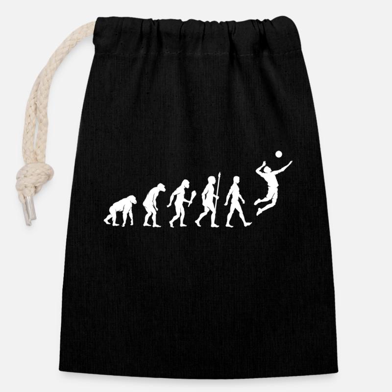 Funny Volleyball Evolution Volleyball Player Gift - Closable cotton gift bag (14x20cm) - black