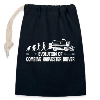 Combine Grain Farmer Evolution Funny - Closable cotton gift bag (14x20cm) - navy - Front