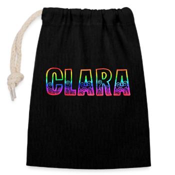 clara rs regenbogen - Verschließbarer Geschenkbeutel aus Baumwolle (14x20cm) - Schwarz - Vorne