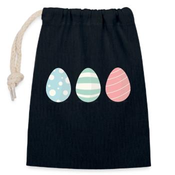 Three Easter eggs - Closable cotton gift bag (14x20cm) - navy - Front