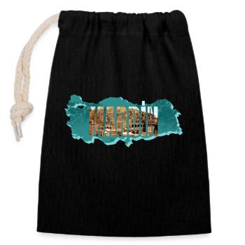 mardin panorama - Sac cadeau en coton avec cordon (14 x 20 cm) - noir - Devant