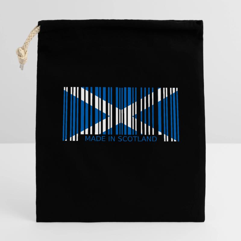Ecosse Code à barres made in Drapeau Blason Sac cadeau en coton avec cordon (14 x 20 cm)