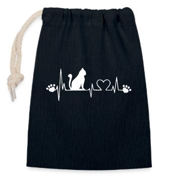 Katzenliebe Heartbeat - Herz für Katzen - Verschließbarer Geschenkbeutel aus Baumwolle (14x20cm) - Navy - Vorne