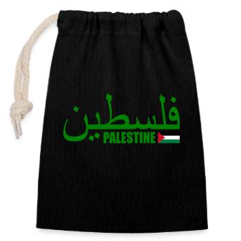 Palestina فلسطين - Closable cotton gift bag (14x20cm) - black - Front