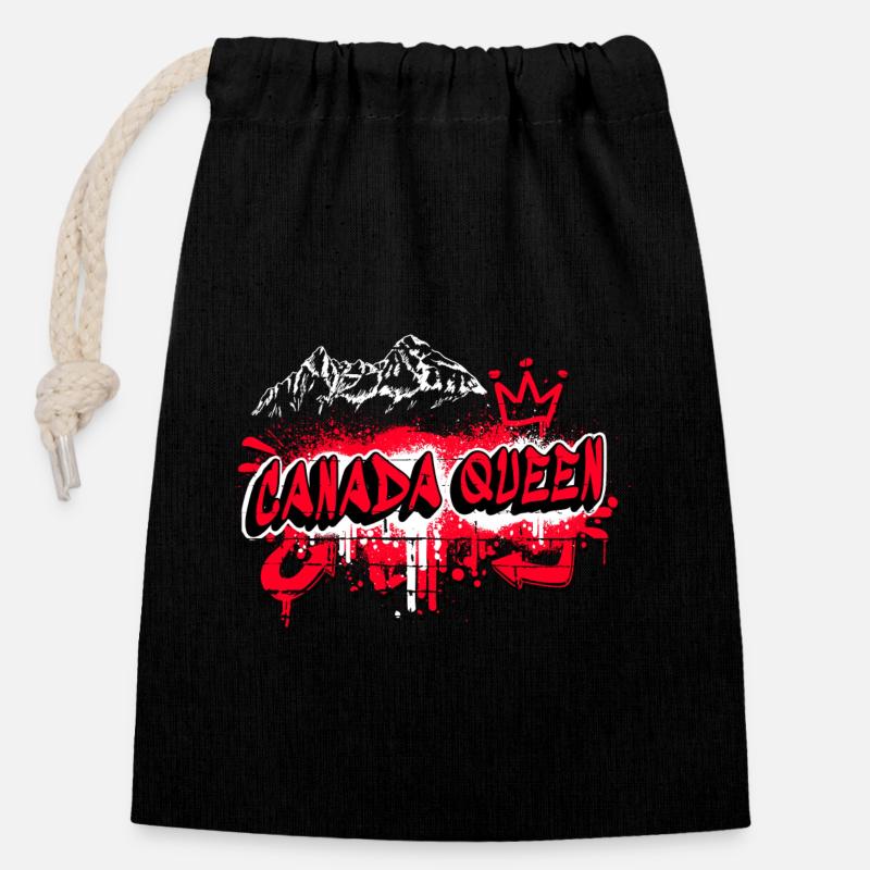 Kanada Queen Flaggen Graffiti Design - Closable cotton gift bag (14x20cm) - black