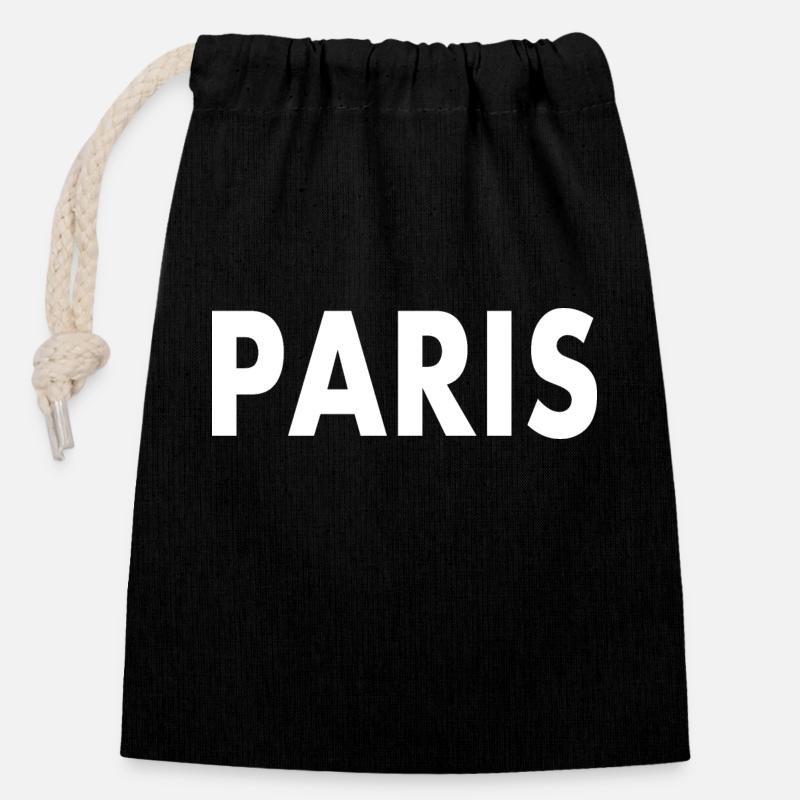 Paris - Sac cadeau en coton avec cordon (14 x 20 cm) - noir