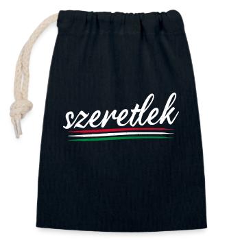 Szeretlek - Ich Liebe Dich Ungarisch - Verschließbarer Geschenkbeutel aus Baumwolle (14x20cm) - Navy - Vorne