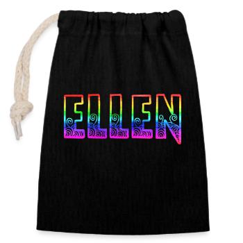 ellen rs regenbogen - Verschließbarer Geschenkbeutel aus Baumwolle (14x20cm) - Schwarz - Vorne