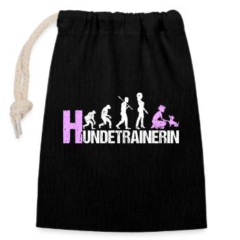 Hundetrainerin Evolution Pink Geschenk - Verschließbarer Geschenkbeutel aus Baumwolle (14x20cm) - Schwarz - Vorne
