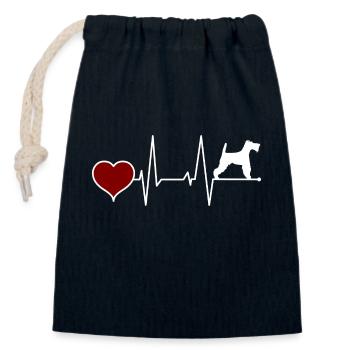 Wirehair Fox Terrier Heartbeat - Closable cotton gift bag (14x20cm) - navy - Front