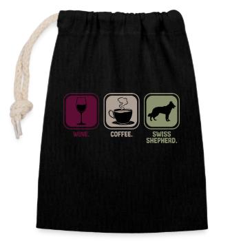 Blanc Blanc Berger Suisse Vin Dicton - Sac cadeau en coton avec cordon (14 x 20 cm) - noir - Devant