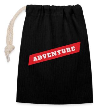 Adventure - Closable cotton gift bag (14x20cm) - black - Front