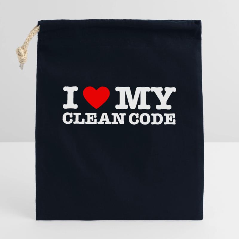 I Heart My Clean Code - Funny Gift Programer Closable cotton gift bag (14x20cm)