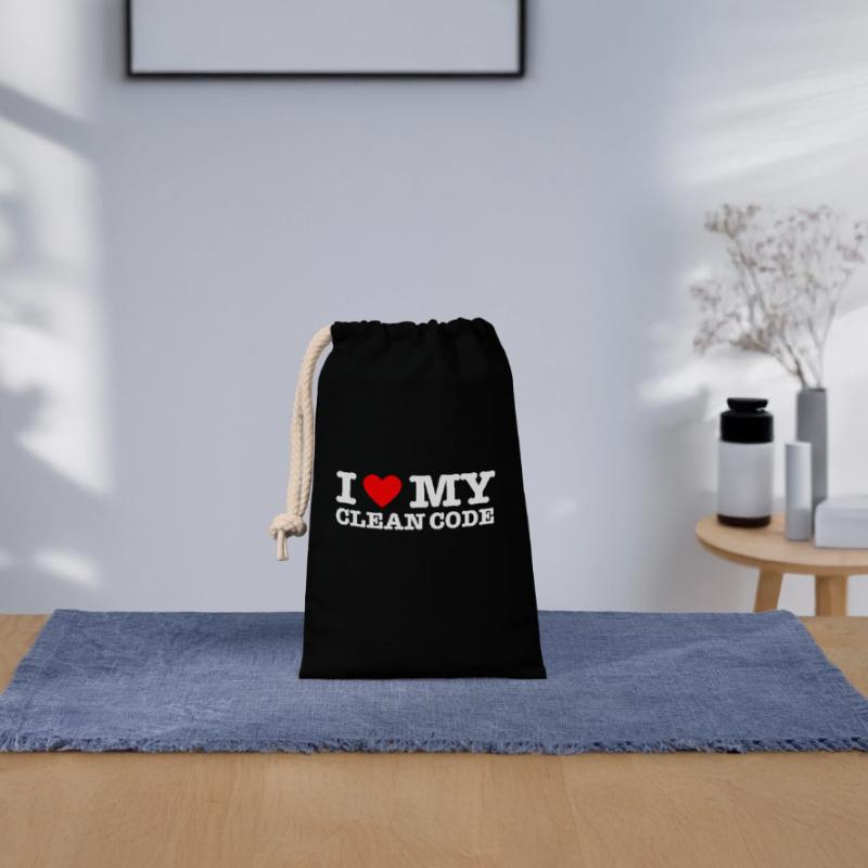 I Heart My Clean Code - Funny Gift Programer Verschließbarer Geschenkbeutel aus Baumwolle (14x20cm)