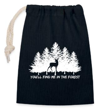 Vous me trouverez dans la forêt - Sac cadeau en coton avec cordon (14 x 20 cm) - bleu marine - Devant