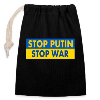 Stop war - Closable cotton gift bag (14x20cm) - black - Front