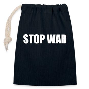 Stop war - Closable cotton gift bag (14x20cm) - navy - Front