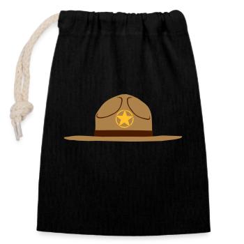 Sheriff Hut Design - Verschließbarer Geschenkbeutel aus Baumwolle (14x20cm) - Schwarz - Vorne