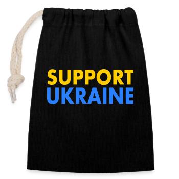 Support ukraine - Closable cotton gift bag (14x20cm) - black - Front