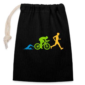 Sport Triathlon Competition - Closable cotton gift bag (14x20cm) - black - Front