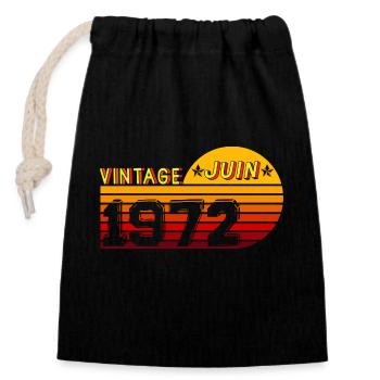 Vintage Juin 1972 - Sac cadeau en coton avec cordon (14 x 20 cm) - noir - Devant