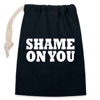 Shame on you - Closable cotton gift bag (14x20cm) - navy - Front