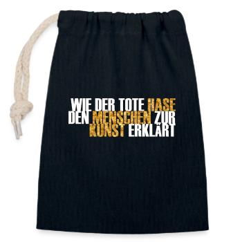 Wie der tote Hase den Menschen zur Kunst erklärt - Verschließbarer Geschenkbeutel aus Baumwolle (14x20cm) - Navy - Vorne