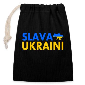 Slava ukraini - Closable cotton gift bag (14x20cm) - black - Front