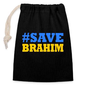 Save brahim - Closable cotton gift bag (14x20cm) - black - Front