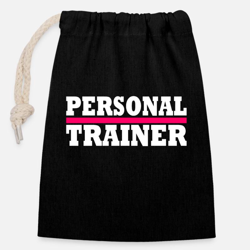 Personal trainer - Sac cadeau en coton avec cordon (14 x 20 cm) - noir