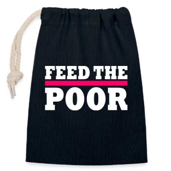 Feed the poor - Closable cotton gift bag (14x20cm) - navy - Front