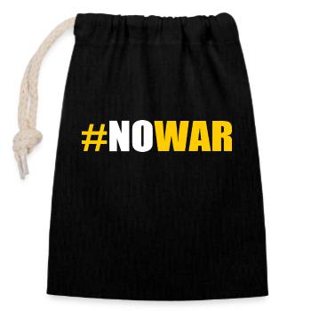 No war - Closable cotton gift bag (14x20cm) - black - Front
