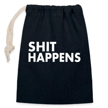 Shit happens - Verschließbarer Geschenkbeutel aus Baumwolle (14x20cm) - Navy - Vorne