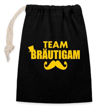 Team bräutigam - Verschließbarer Geschenkbeutel aus Baumwolle (14x20cm) - Schwarz - Vorne
