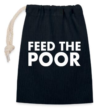 Feed the poor - Closable cotton gift bag (14x20cm) - navy - Front