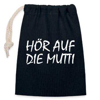 Hör auf die mutti - Verschließbarer Geschenkbeutel aus Baumwolle (14x20cm) - Navy - Vorne