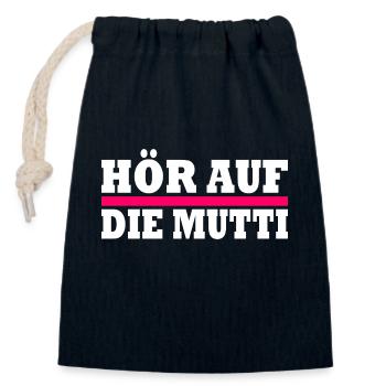 Hör auf die mutti - Verschließbarer Geschenkbeutel aus Baumwolle (14x20cm) - Navy - Vorne